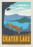 Pumpernickle Postcard - Crater Lake with Fox